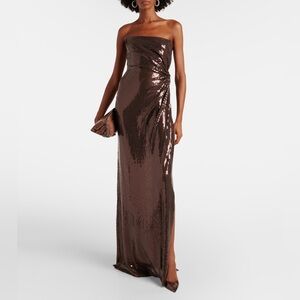 Alex Perry Strapless Sequined Tulle Gown